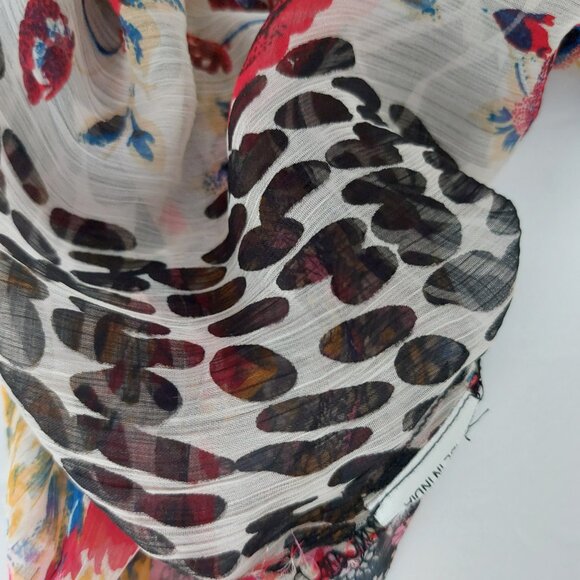 Vintage Y2K Top Medium Sheer Flowy Romeo Juliet Couture Multi Print Silky Sequin - Picture 6 of 16